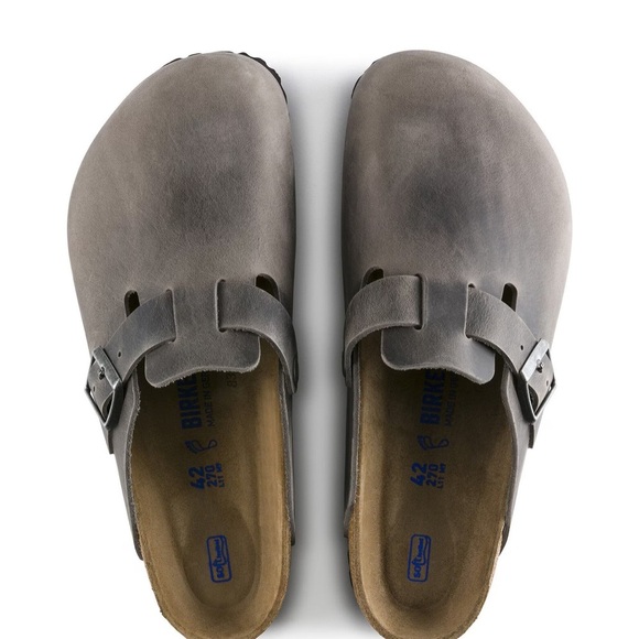 Birkenstock Men\'s Boston Soft Footbed Oiled Leather Clog in Iron Grey main image 8